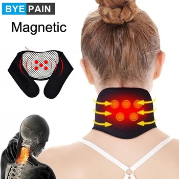 1 Vnt BYEPAIN Turmalinas, Magnetinė Terapija Kaklo Massager Kaklo Slankstelio vidurį, taip pat Apsaugos Neskaityti Šilumos Diržas Body Massager