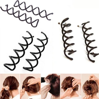 10 Vnt Spiralės Juoda Plaukų Segtukai Tvirtinimo Hair Curler Twist Žiburių Bobby Pin Nugara Varžtas Plaukų Įrašą