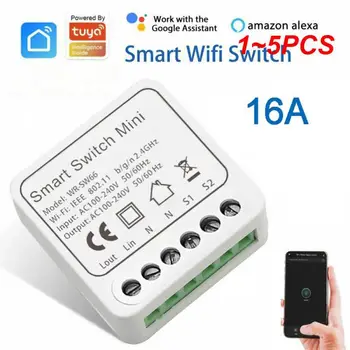 1~5VNT Tuya Wifi Smart Switch Mini 16A įjungti-išjungti Prietaisą Kontrolės Lemputė Elektriniai On-off Ir Tradicinių Jungiklis Dvigubas Valdymas Alexa
