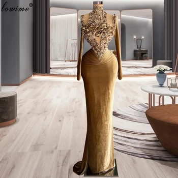 2023 Naujas Elegantiškas Rudos Vakarinės Suknelės Aukšto Kaklo Oficialus Suknelės, Vestuvės Dress Turkijos Couture Vestidos Para Mujer