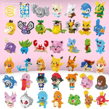 39 stilių Pokemon, Žaislų, Animacinių filmų Kūrimo Bloką Pikachu Lėlės Eevee Bulbasaur Gyvūnų Mini Modelio Duomenys Vaikams Gimtadienio Dovanos