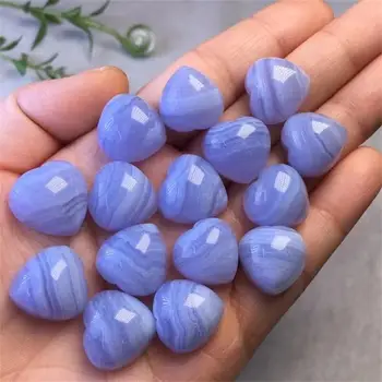 5VNT Gamtos Mėlynos spalvos Nėrinių Agatas Vieno Veido Heart Pendant Crystal Akmuo Paprastas 