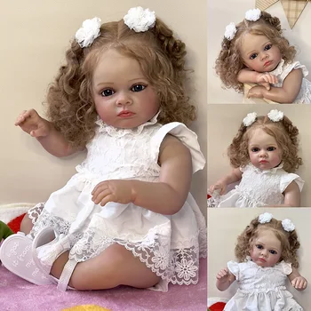 60cm Tutti Atgimsta Krapinėjimas Princesė Kūdikį Rudi Garbanoti Plaukai Tikroviška 3D Odos su Venų Minkštas Vinly Reborn Baby Žaislas Mergina