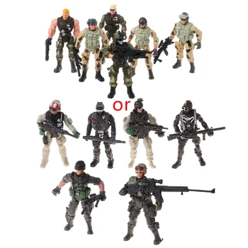 6Pcs/Set Veiksmų Skaičius, Armijos Karių Žaislas su Karinės Sumos Vaiko Žaislas