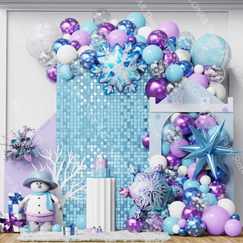80pcs 2Style Snaigė Ice Temą Metallic Blue Purple Sidabriškai Balionų Girliandą Žiemos Naujųjų Metų Kalėdų Šalis Dekoro Supplie