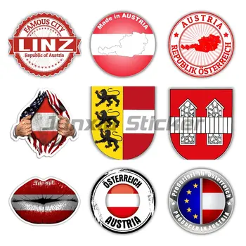 Austrijos Vėliava Shield Crest Vinilo Decal Sienos, Automobilių, Biuro, Langų,Automobilių Bamperis Motociklo Off-road Lipdukas Šalmo Dviračių Priedų