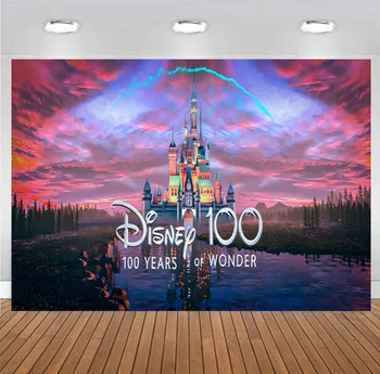 Disney 100 Aniversary Fone Disney 100 Metų Stebuklas Gimtadienio Dekoracijas Disney Pilies Fone Foto Reklama