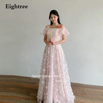 Eightree Fėja Pink Vakaro Suknelės 3D Gėlės nuo Peties korėjos Ilgai Linijos, Vestidos De Fiesta Elegantes Para Mujer 2023