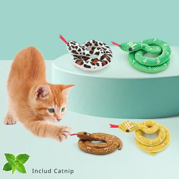 Juokingi Kačių Žaislas Pliušinis Modeliavimas Python Gyvatė Katžolių Barška Popieriaus Skambėjo Interaktyvus Bite-Atspari Molinė Žaislas Dovana Kačių Pet