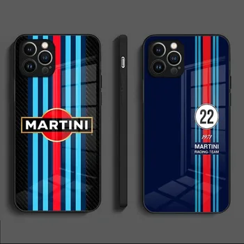 Lenktynių Martini Telefono dėklas Skirtas IPhone 14 Pro 12 11 13 X Mini XR XS Max 8 7 6 Plus SE 2020 Stiklo Dizainas Galinio Dangtelio