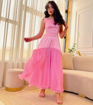 Lovestory Hot Pink Prom Dresses Kristalų Tiulio Ilgomis Rankovėmis Homecoming Šalies Merginos Klostes Linija Ypatinga Proga-Suknelė