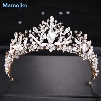 Mamojko Senovinių Rankų darbo Prabangūs Karalienės Karūnos Diadem Baroko Vestuvių Crystal Crown and Tiara Headpieces Nuotakos Plaukų Aksesuarai