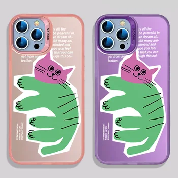 Meno pavyzdys cute kačių Telefono dėklas Skirtas iPhone 14 13 12 11 X XS XR Pro Max 14Plus mados Šveitimas atsparus smūgiams Galinį Dangtelį