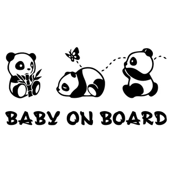 PVC Automobilių Lipdukas Mielas Panda Animacinių filmų Galinio Stiklo Dekoravimo, KŪDIKIŲ LAIVE Vandeniui, Saulės Įspėjamieji Lipdukai,17cm*8CM