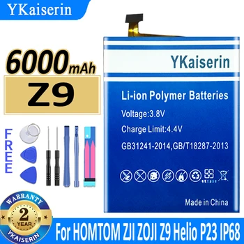 YKaiserin Z 9 6000mah Baterija HOMTOM ZJI ZOJI Z9 Gel P23 IP68 Vandeniui Didelės Talpos Baterija