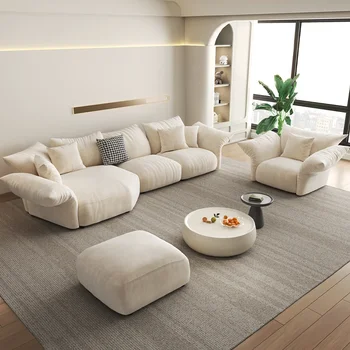 Žiedlapis audinio šiuolaikinės paprasta dydžio kambarį, specialios formos vila stiliaus Interneto įžymybė sofa