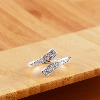 Bauda 925 Sterlingas Sidabro prabanga crystal Žiedą, moterims, reguliuojamas dydis Mados šalis vestuvės vestuvinis Papuošalų Pora dovanos
