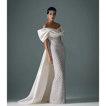Elegantiškas Nuo Peties Vakarinę Suknelę Mados Criss-Cross Duobute Blizgučiais Grindų Ilgis Tiesiai Chalatai Prom Šalis Suknelė 2024