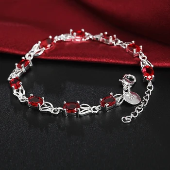 Karšto Prabanga red crystal 925 Sterlingas sidabro Apyrankės moteris mados prekinių ženklų noble jewelry Vestuves Kalėdų dovanos