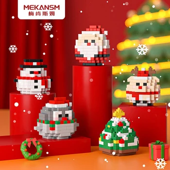 Kawaii Kalėdų Micro Blokai Briedžių Santa Claus Sniego Medis Modelis Mini Plytų Pav Žaislai Vaikas Švenčių Dekoravimas