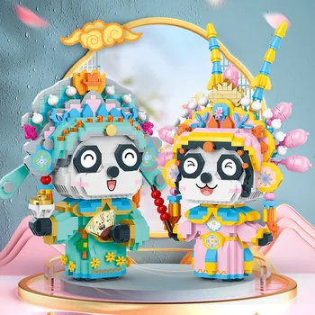 Pekino Operos Panda Micro Blokai Kinų Stiliaus Išskirtinį Mielas Panda Surinkto Modelio Plytų Duomenys Žaislai Vaikams