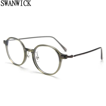 Swanwick apvalių akinių rėmeliai, skirti moterų retro stiliaus TR90 taurės vyrų lengvas ruda skaidri, skaidraus lęšio unisex