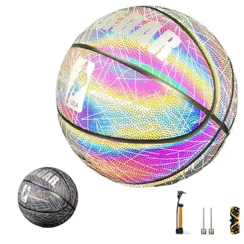 Šviesą Atspindinčios Žėrintis Krepšinio Suaugusiųjų Krepšinį Su Pripūtimo Unikalus Hologramą Į Krepšį Kamuolį Naktį Žaidimas Krepšinio Dovanos